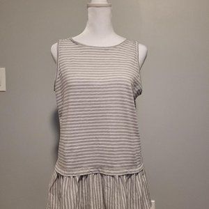 LOFT Outlet Gray & White Striped Sleeveless Top